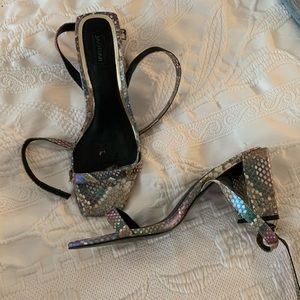 Jaggar snakeskin heeled sandal